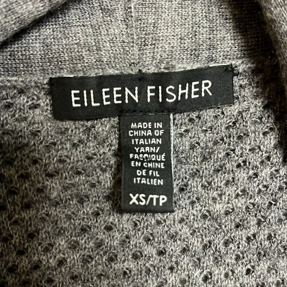 Eileen Fisher Merino Wool Gray Sleeveless Knit Cardigan Shawl Size XS - Picture 5 of 9